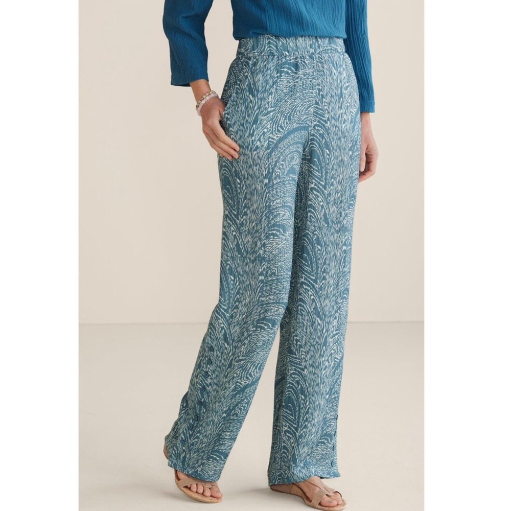 Soft Surroundings Oceo Blue Gauze Wide Leg Pants